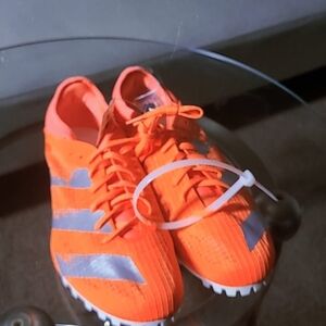 Adidas Kids Bright Orange Sneakers with Silver Stripes